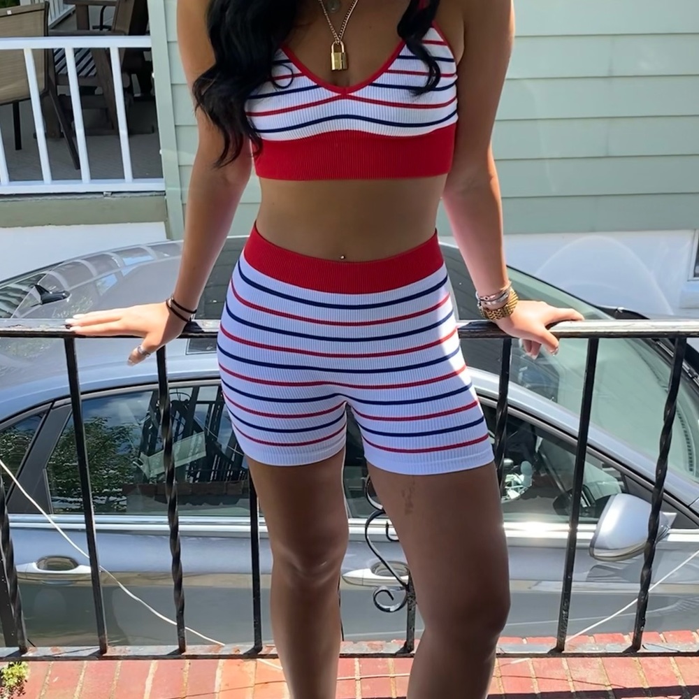 Ribbed biker short set